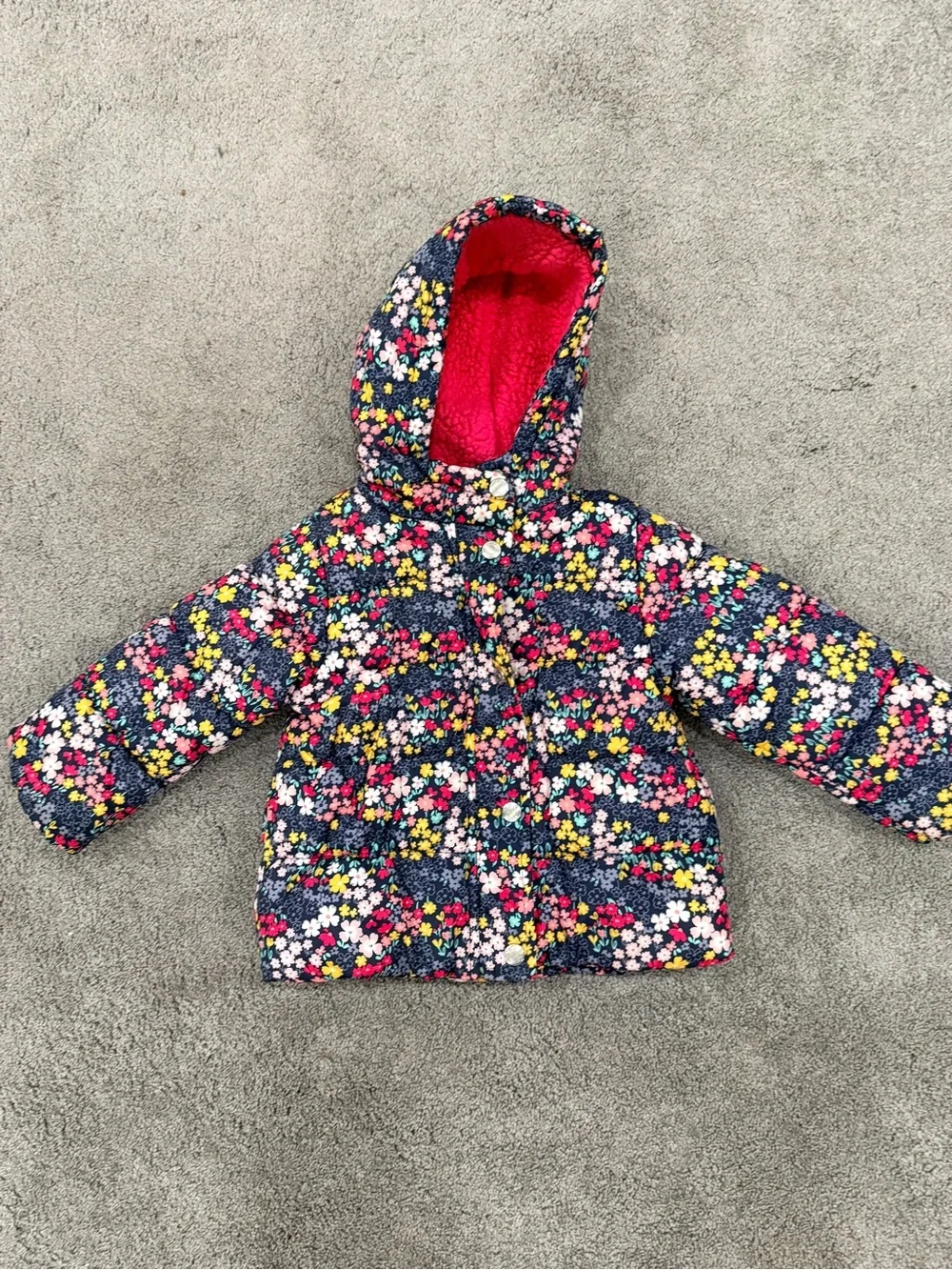 Carter's Floral Winter Coat and and Navy Snow-bib (24 months)